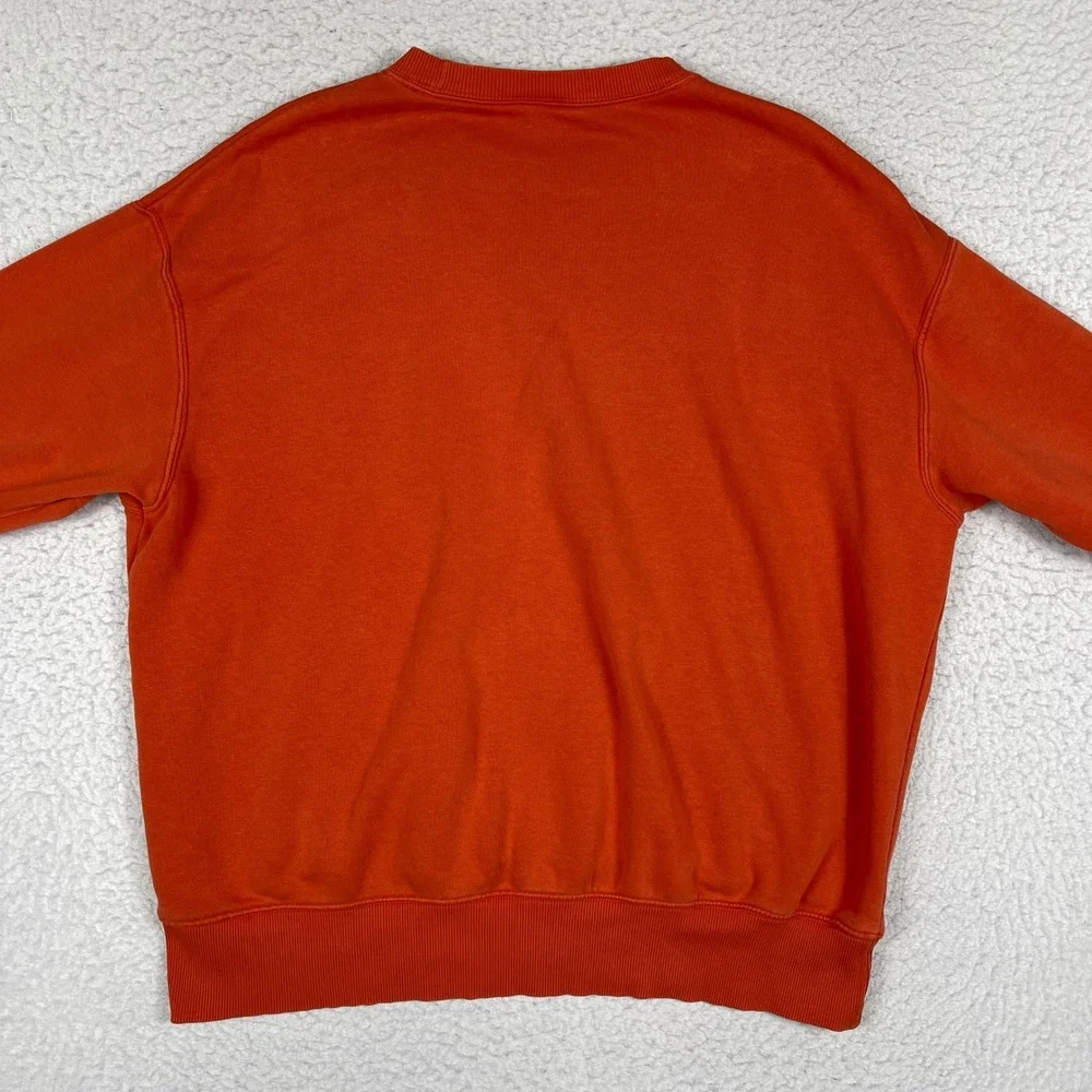 Nike Sweatshirt Womens Large Phoenix Fleece Orange Center Swoosh Crew Relaxed